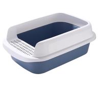 Cat Litter Tray Box High Sided Portable Pet Litter Tray, Semi Enclosed, Large Space Anti Splashing Litter Pan Sandbox Litter Box For Cats(Blue)
