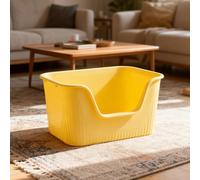 Cat Litter Tray Box, Litter Box, Plastic Cat Open Top Litter Tray Kitten Detachable Rim Easy Cleaning,55 x 39 x 26cm