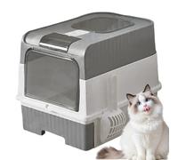 Cat Litter Tray - Cat Litter Box With Scoop | Fully Enclosed Odor Control Drawer Foldable Splash Proof Trash Sifting Extra Large Metal Box For Big Cats