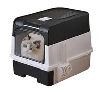 Cat Litter Tray - Cat Litter Box With Scoop | Fully Enclosed Odor Control Drawer Foldable Splash Proof Trash Sifting Extra Large Metal Box For Big Cats