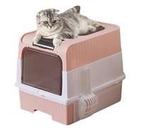 Cat Litter Tray - Cat Litter Box With Scoop | Fully Enclosed Odor Control Drawer Foldable Splash Proof Trash Sifting Extra Large Metal Box For Big Cats
