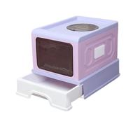 cat litter tray, Cat Litter Tray, Fully Enclosed Pan, Cats Box with Front Entry & Top Exit Large Space Toilet Boxes(Parent,Purple)