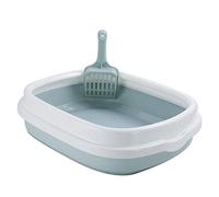 cat litter tray, Cat Litter Tray Plastic Kitty Litter Pen Low Open Front Toilet Enclosure Ideal for cats to use for toileting 55cmx45cmx16.5cm Five colours(Blue)