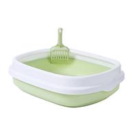 cat litter tray, Cat Litter Tray Plastic Kitty Litter Pen Low Open Front Toilet Enclosure Ideal for cats to use for toileting 55cmx45cmx16.5cm Five colours(Green)