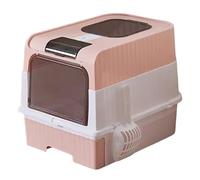 Cat Litter Tray, Cat Toilet for Large Cats, Odour-Proof, Foldable Lightweight Cat Litter Box with Strainer Scoop and Travel-friendly Carry Handle for On the Go