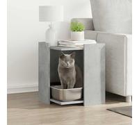 Cat Litter Tray Concrete Grey 42 x 42 x 51 cm Wood Material Furniture with Hiding Space, Space-Saving for Home and Living Room, Versatile as a Cat House, Side Table, Ideal for Sleeping and Hiding