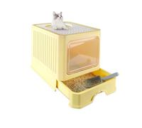 Cat Litter Tray, Enclosed Potty, Foldable Box with Lid, Top Entry Anti-Splashing Toilet(Yellow One Size,Yellow)