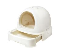 Cat Litter Tray, Enclosed Potty, Hooded Box, Drawer Type Toilet with Handle(White One Size,White)