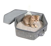 Cat Litter Tray for Cats - Leak-Proof, Easy to Clean, Portable Carrier, Foldable, Waterproof, Travel Toilet for Cats. The Cat Litter Tray Has A Rounded Bottom Groove And A Do