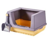 Cat Litter Tray Home Use Cat Litter Box Tray Toilet Anti Splash High Sides Semi Enclosed For Small Pets Space Saving Anti-Leaking(Purple)