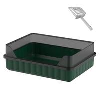 Cat Litter Tray Home Use Cat Litter Box With Scoop Extra Large Splash-Proof Toilet Easy Clean Pan Travel Home Anti-Leaking(Grün)