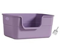 Cat Litter Tray Home Use Open Top Pet Litter Box Large Space High Sided Portable Anti Splashing For All Kinds Of Cat Anti-Leaking(Purple)