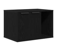 Cat Litter Tray Housing Black Oak Wood Material 60 x 40 x 40 cm with 2 Doors, Versatile Cat Furniture for Hiding, Resting, Playing and Climbing in the Living Room or Balcony