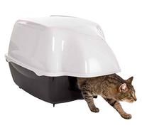 Cat Litter tray Innovative Outdoor in Black and White, with Extra Large Entry, Waterproof Hood, Suitable for Larger Cats