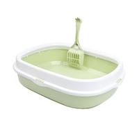Cat Litter Tray Kitten Toilet Durable Splashproof Container with Scoop for Indoor Cats Kitty Pan Heighten, j(Fruit green)