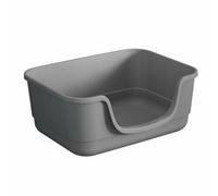 ＡＷＨＡＯ Cat Litter Tray Large Litter Pan Cat Toilet Semi Enclosed Open Top Design For High Rim To Reduce Mess PP Material Suitable for indoor use small, Grey