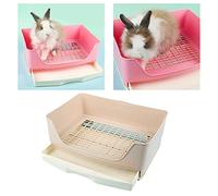 Cat Litter Tray Large Rabbit Toilet Box Trainer Potty Corner Tray Litter with Drawer Pet Pan for Adult Hamster Guinea Pig Ferret Bunny Pet Toilet(Beige)
