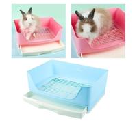Cat Litter Tray Large Rabbit Toilet Box Trainer Potty Corner Tray Litter with Drawer Pet Pan for Adult Hamster Guinea Pig Ferret Bunny Pet Toilet(Blue)