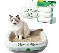 Cat Litter Tray Liners - 30 Pack 91 x 48cm Large Cat Litter Liners Bag with Drawstring Heavy Duty Scratch Resistant Bags and Leak Proof for Pet
