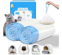 Cat Litter Tray Liners 40PCS Kitcanis, Cat Litter Bags with Drawstring, Scratch Resistant and Leak Proof, Compatible with SUW, Furrytail, Meowant, PetCove, Mintakawa - 17.7" x 19.68"