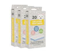Cat Litter Tray Liners, Pack of 20, Strong Quality with Twist Ties, Fully Disposable Fits Standard Size Trays (60)