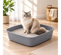 Cat litter Tray, Litter Tray Box, Plastic Cats Open Top Portable Pan Loo Box, Easy Clean Toilet for Cat Kitten Rabbit, 40x30x9 cm