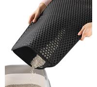 Cat Litter Tray Mat, 60 x 40 cm, Cat Litter Tray Mat, Double Layer, Non-Slip, Odourless, Cat Litter Mat for the Floor (Black)