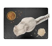 Cat Litter Tray Mat, 70 x 50 cm, Silicone Cat Litter Mat, Cat Mat Layer, Non-Slip, Waterproof, Layer Cat Litter Tray Mat, Easy to Clean, Non-Slip Cat Litter Mat for Litter Control (Black)