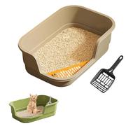 Cat Litter Tray, Non-Stick Cat Litter Tray, Large Cat Litter Tray with Strainer System, Portable Cat Litter Tray with Splash Guard on the Sides, Cat Litter Tray, Sandpit for Cats (Grey)