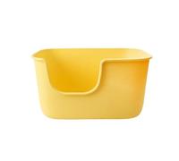 cat litter tray， Open Top Cat Litters Box Kitten Potty Pans Pet Supplies Splashproof Cage Litter Large Basin for Kitty Rabbit(Yellow)