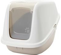 Savic Nestor Giant Cat Litter Tray XXL Beige with Lid Folding Front Double Carbon Filter 75.5 x 56 x 55.5 cm