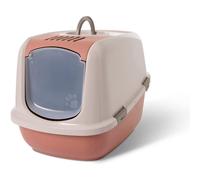 cat litter tray - Savic Nestor Jumbo - champagne pink/terracotta - XXL - fold-down front - high back - carbon filter - 66.5x48.5x46.5 cm