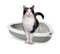 Savic Rincon Corner Litter Tray with Border - Grey/White