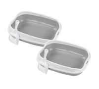 Cat Litter Tray Semi Enclosed Pet Toilet with Easy Entry Design Non Slip Base Odor Control for Small Cats Puppies Animals Potty Toilet (2 PACK)