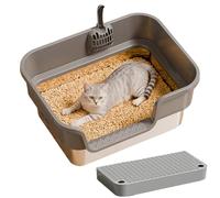 Cat Litter Tray - Stainless Steel Cat Litter Tray | Single Pan Tray for Kittens, ABS Container, Easy to Clean Pet Toilet, Tall Kitten Pan Made of Metal for Patio, Garden, Corner