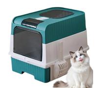 Cat Litter Tray - Tall Cat Litter Tray | Odour-Proof Foldable Lightweight Cat Litter Box with Strainer Scoop and Travel-friendly Carry Handle for On the Go