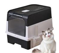 Cat Litter Tray, Tall Cat Litter Tray, Odour-Proof, Foldable Lightweight Cat Litter Box with Strainer Scoop and Travel-friendly Carry Handle for On the Go