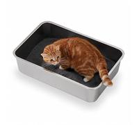 Cat Litter Tray,Thicken Extra Large Stainless Steel Litter Box for Big and Small Cats & Rabbits,Splash-Proof,Easy to Clean Open,Never Absorbs Odors and Non Stick Surface Metal Cat Tray,40x30x10cm