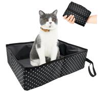 Cat Litter Tray Travel Foldable Portable Cat Litter Tray Travel for Kittens Waterproof Easy to Clean Useful Cat Litter Tray for Pets Travel Outdoor Camping Home Use Black 40 x 30 x 13 cm