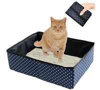 Cat Litter Tray Travel Foldable Portable Cat Litter Tray Travel for Kittens Waterproof Easy to Clean Useful Cat Litter Tray for Pets Travel Outdoor Camping Home Use Blue 48 x 39 x 14 cm
