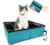 Cat Litter Tray Travel Foldable Portable Cat Litter Tray Travel for Kittens Waterproof Easy to Clean Useful Cat Litter Tray for Pets Travel Outdoor Camping Home Use Light Blue 40 x 30 x 13 cm