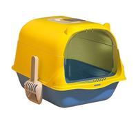 Cat Litter Tray with Cover, Closed Cat Litter Tray Including Activated Carbon Filter, Rounded Corners, Removable Door for House Cats, Compact Size, 50 x 35 x 35 cm, Robust Material, Versatile (Yellow