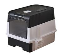Cat Litter Tray with Hood Odour Neutralising Hood Cat Litter Tray Foldable with Shovel for Indoor, Corner and On the Go