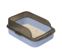Cat Litter Tray with Open Top - Splash Guard Pan with Elevated Sides, Anti-Leak Base | Comfortable Entry Pet Toilet Box, Simple Cleaning Pet Accessory for Apartment, House, Feline Bathroom Training