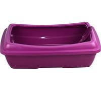 Cat Litter Tray with Scoop Kitten Waste Open Deep Toilet Loo Tray Box Matching Scoop Set (Purple, L)