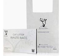 Cat Litter Waste Bags - IMPROVED X-Large, Certified Compostable, Biodegradable, Thick, Leak Proof, Pet/Dog Poop Bags with Easy-Tie Handles, 26.7 x 47cm - by EcoLeo (40-Count)