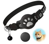Cat Location Tracker with Holder, Cat Tracker Collar for Small Cats, Real Time Cat GPS Tracker No Monthly Fee, GPS Cat Tracker Compatible with Apple Airtag Find My
