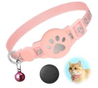 Cat Location Tracker with Holder（ios only）, Cat Tracker Collar for Small Cats, Real Time Cat GPS Tracker No Monthly Fee, GPS Cat Tracker Compatible with Apple Airtag Find My
