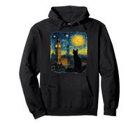 Cat London Big Clock Starry Night Van Gogh Inspired Pullover Hoodie