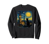 Cat London Big Clock Starry Night Van Gogh Inspired Sweatshirt
